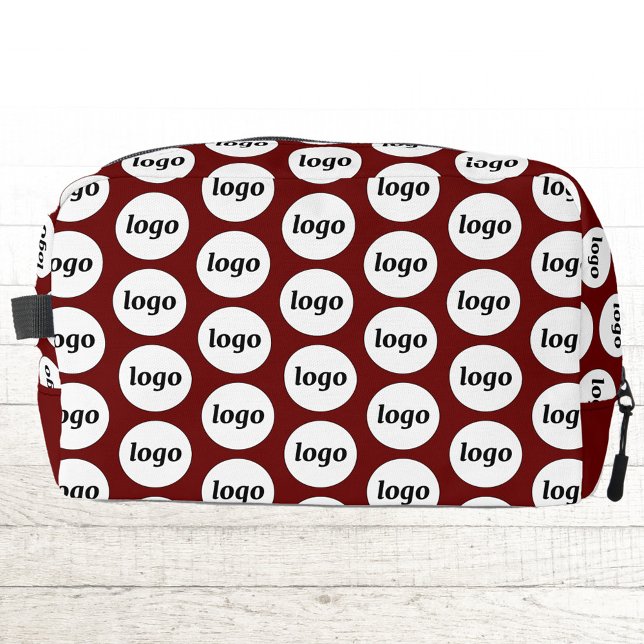 Logo Pattern Promotional Business Burgundy Red Dopp Kit (Simple logo pattern business branding promotional burgundy red DOPP kit bag)