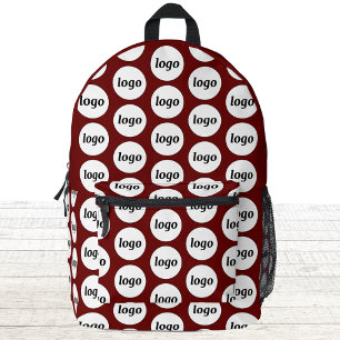 Logo Pattern Promotional Business Burgundy Red Printed Backpack