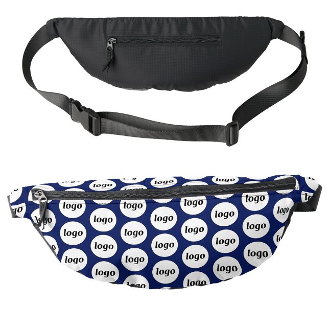 Logo Pattern Promotional Business Navy Blue Bum Bags (Logo pattern business branding promotional navy blue fanny pack)