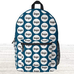 Logo Pattern Promotional Business Teal Green Printed Backpack