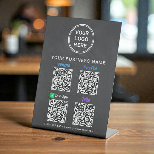 Logo Paypal Venmo CashApp Zelle QR Code Chalkboard Pedestal Sign