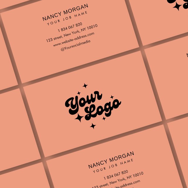 Logo Peach Pink Business Card (Creator Uploaded)