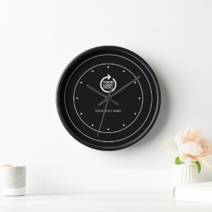 Logo Personalised Black White Clock