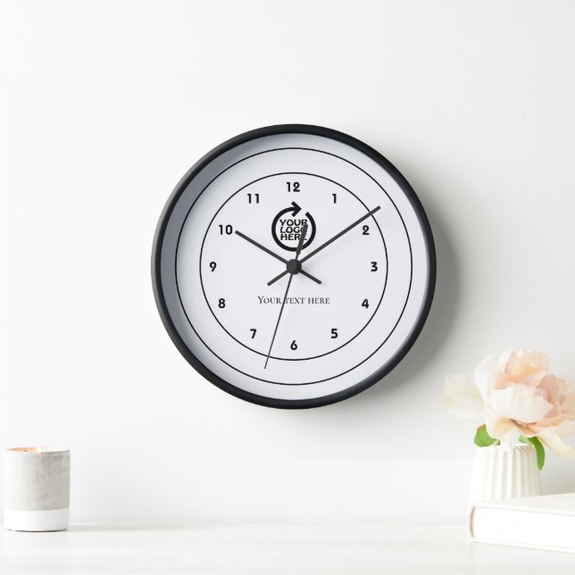 Logo Personalised Black White  Clock (Home)