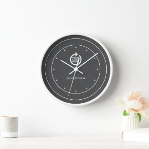 Logo Personalised Grey White  Clock