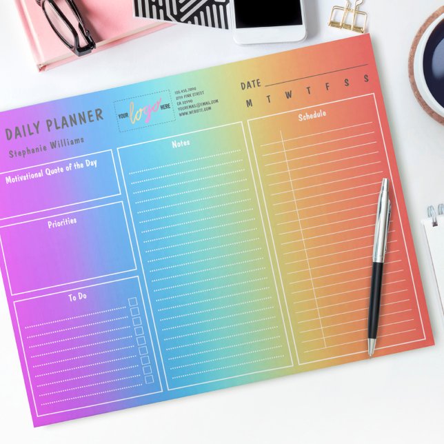 Logo Personalised Undated Daily Planner Rainbow Notepad (Creator Uploaded)