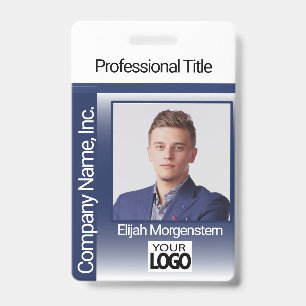 Logo Photo Badge - Dark Blue and White ID Badge