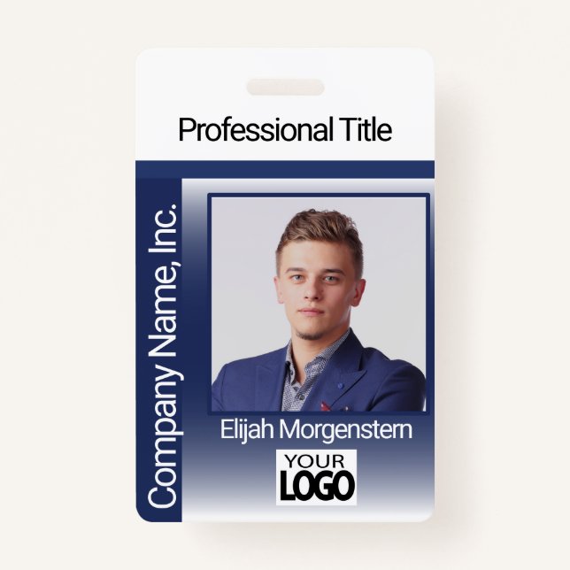 Logo Photo Badge - Dark Blue and White ID Badge (Front)
