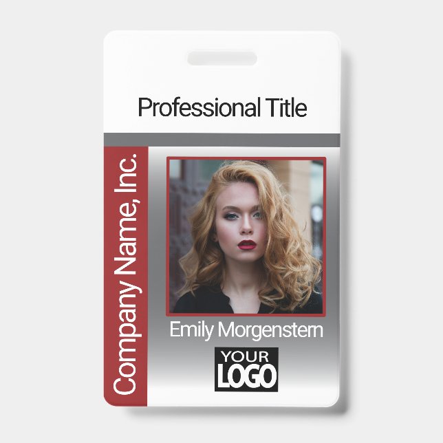 Logo Photo Badge - Dark Red ID Badge (Front)