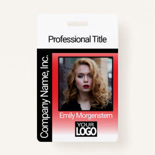 Logo Photo Badge - Red and Black ID Badge