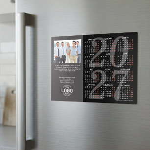 Logo Photo Black Grey Calendar 2027 Magnetic Card
