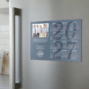 Logo Photo Dusty Blue Calendar 2027 Magnetic Card