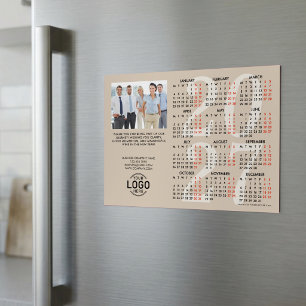 Logo Photo Info Beige Calendar 2027 Magnetic Card