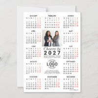 Logo Photo Info White Calendar 2027 Magnetic Card