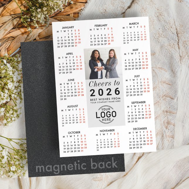 Logo Photo Modern Calendar 2026 Magnetic Card (Creator Uploaded)