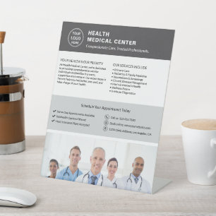 Logo Photo QR Healthcare Clinic Doctor Gray Pedestal Sign
