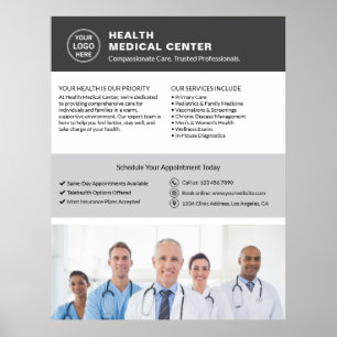 Logo Photo QR Healthcare Clinic Doctor Gray Poster