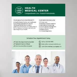 Logo Photo QR Healthcare Clinic Doctor Green Poster