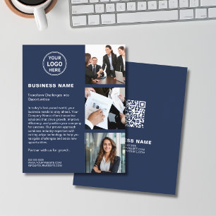 Logo Photo QR Modern Navy Corporate Business Flyer