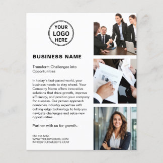 Logo Photo QR Modern White Corporate Business Flyer