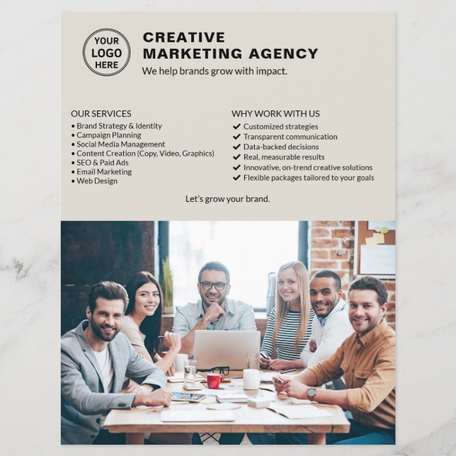 Logo Photo QR Neutral Marketing Business Flyer (Front)