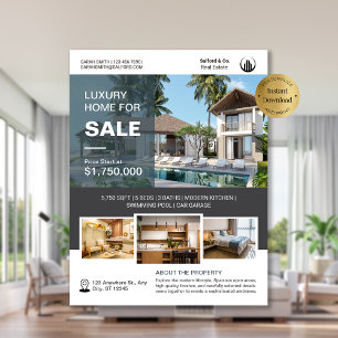 Logo Photo Real Estate House for Sale Template Flyer