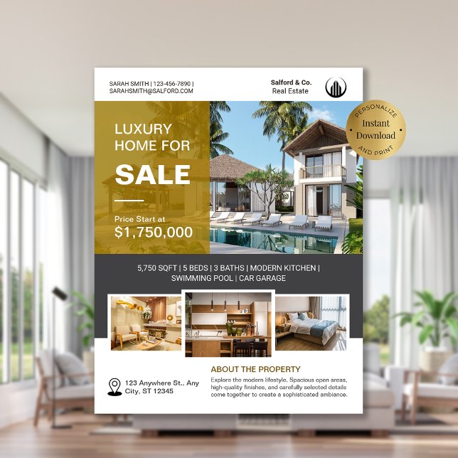 Logo Photo Real Estate House for Sale Template Flyer (Logo Photo Real Estate House for Sale Template Flyer)