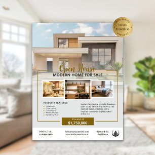 Logo Photo Real Estate Open House Template Flyer