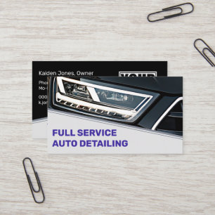 Logo Photo Template Cool Black Blue Car Service Business Card