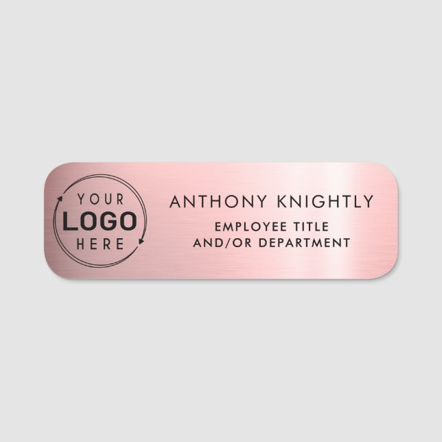 Logo Pink Faux Metallic Plastic Name Tag (Front)