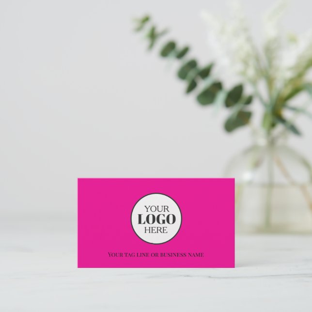  Logo Pink QR Code Instagram Business Card (Standing Front)