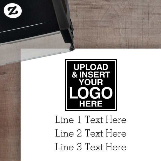 Logo plus Business Address Label or 3 Lines Text Self-inking Stamp (Creator Uploaded)