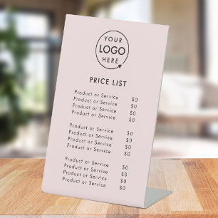 Logo Price List Blush Pink Business Modern Pedestal Sign