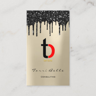 Logo Professional Black Drip Glitter Consulting Business Card
