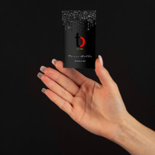 Logo Professional Black Drip Glitter Eyelash Gina Business Card