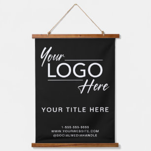 Logo Professional Business Black Hanging Tapestry