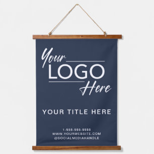 Logo Professional Business Blue Hanging Tapestry