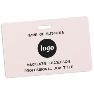 Logo Professional Business Blush Pink Name ID Badge