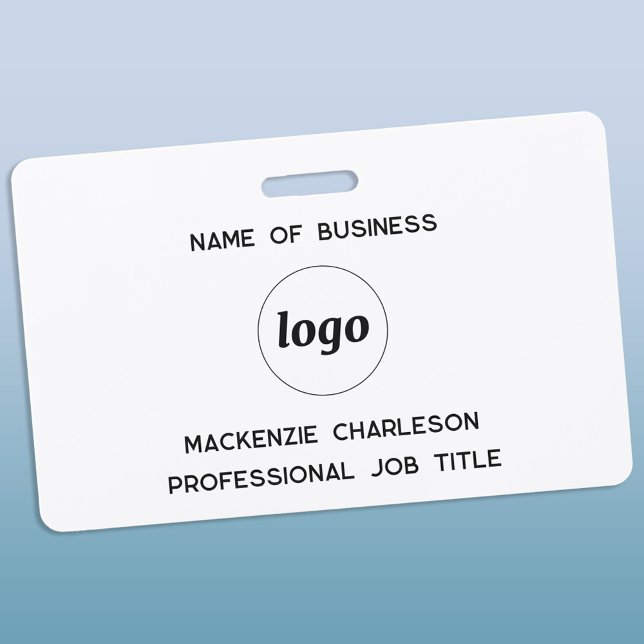 Logo Professional Business Name ID Badge (Simple logo with custom text business promotional branding professional staff name tag)