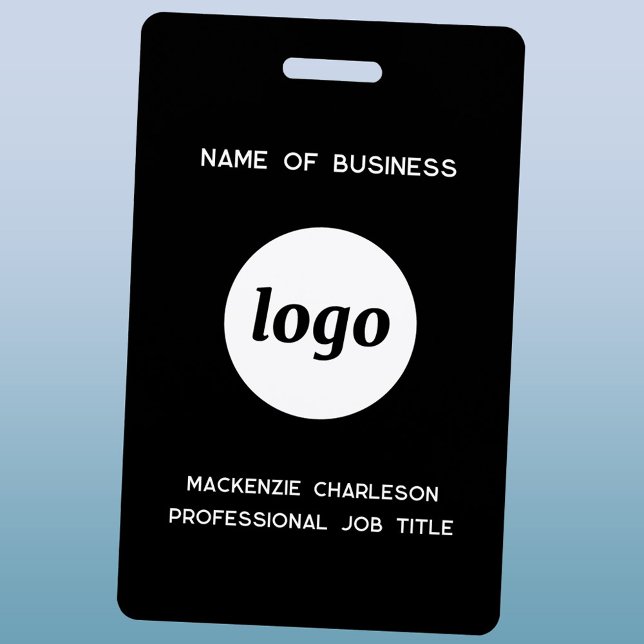 Logo Professional Business Name ID Badge (Simple logo with custom text business branding promotional name badge)