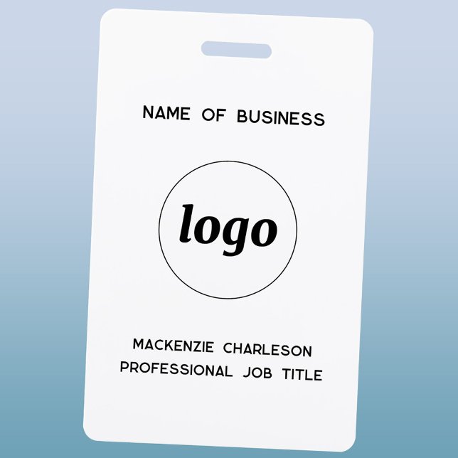 Logo Professional Business Name ID Badge (Simple logo with custom text business branding promotional name badge)