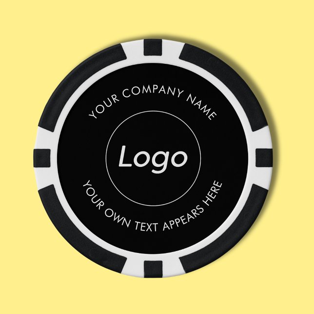 Logo Professional Business promotional Poker Chips (Simple black logo poker chip with custom text for business promotional events, marketing & events.)