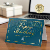 Logo Professional Business Teal Happy Birthday