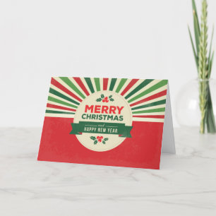 Logo Promo Business Red Green Sunburst  Christmas Holiday Card