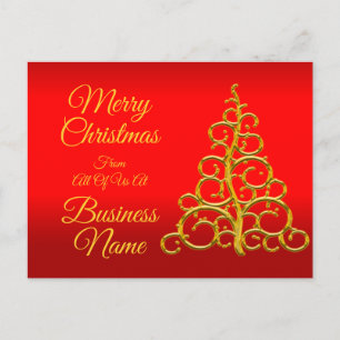 Logo Promo Business Red with Yellow Tree Christmas Holiday Postcard