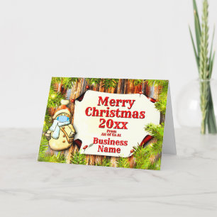 Logo Promo Business Snowman Trees 20xx Christmas Holiday Card
