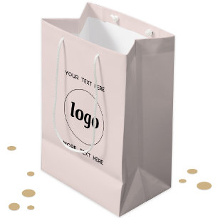 Logo Promotional Business Branding Blush Pink Medium Gift Bag
