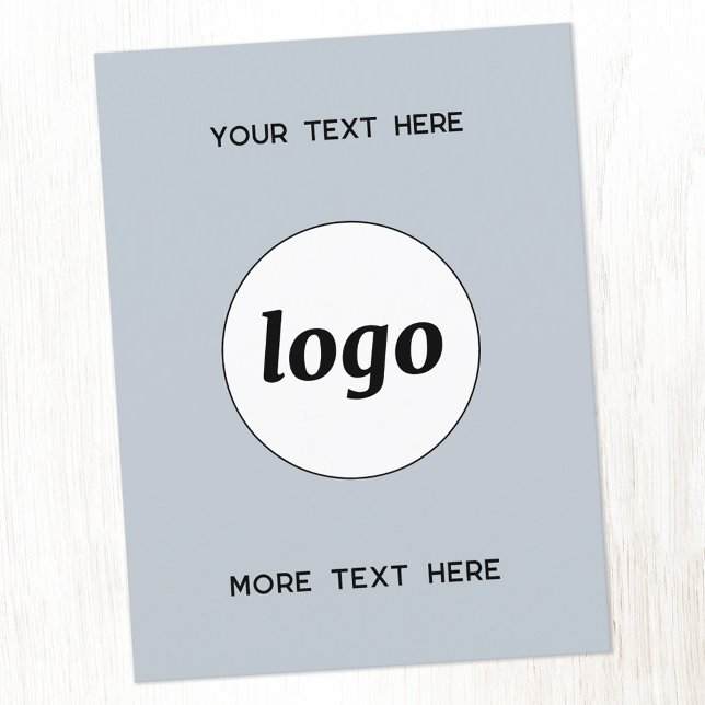 Logo Promotional Business Powder Blue Postcard (Logo and custom text professional business promotional postcard)