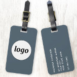 Logo Promotional Charcoal Gray Business Branding Luggage Tag<br><div class="desc">Simple logo design for your business.  Replace the logo and details with your own and change the background color in the design tool to customize.  Ideal for as a promotional item to give to clients,  customers and employees,  and for business travel and trade shows.</div>