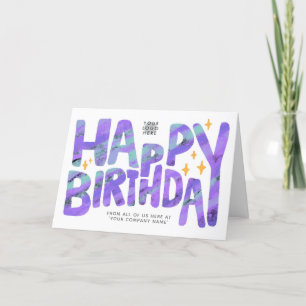 Logo Purple Fun Crayon Handwritten Stars Birthday Card